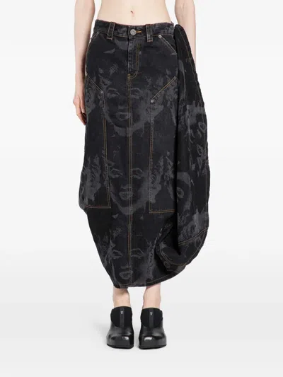 Vaquera Prom Denim Skirt In Black