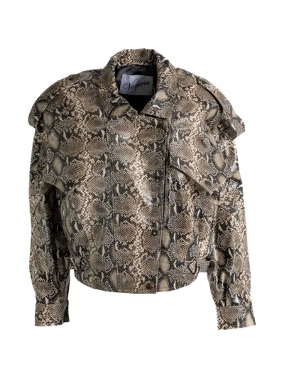 Vaquera Python-effect Epaulette Jacket In Animal Print