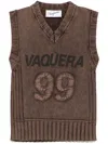 Vaquera Logo Cotton V-neck Sweater Vest In Brown