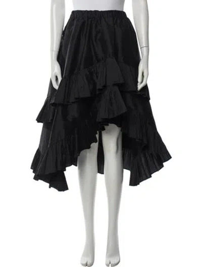 Pre-owned Vaquera Ruffle Embellishment Midi Length Skirt In Black
