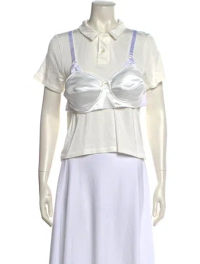 Pre-owned Vaquera Short Sleeve Crop Top In White