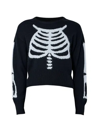 Vaquera Skeleton-motif Ribbed-knit Sweater In Black