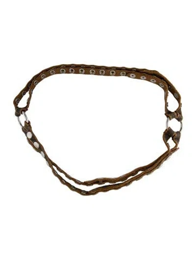 Pre-owned Vaquera Skinny Leather Waist Belt W/ Tags In Brown