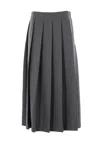 Vaquera Pleated Midi Skirt In Gray