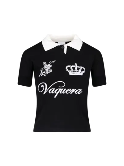 Vaquera Sleek V-neck T-shirt In Soft Viscose Jersey In Black