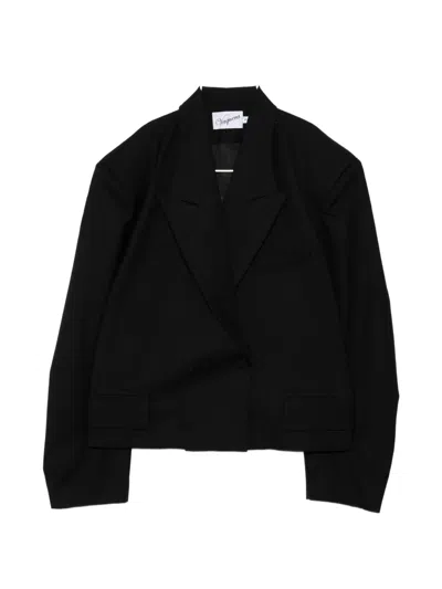 Vaquera Slouchy Double Breasted Wool Jacket In Black