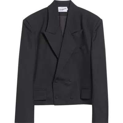 Vaquera Slouchy Double Breasted Wool Jacket In Black