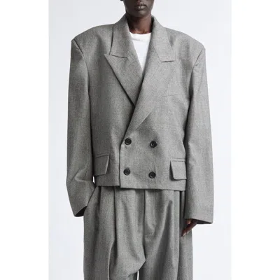 Vaquera Slouchy Glen Plaid Wool Blazer In Gray