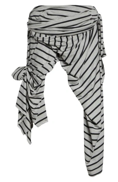 Vaquera Stripe Jersey Asymmetric Skirt In Gray