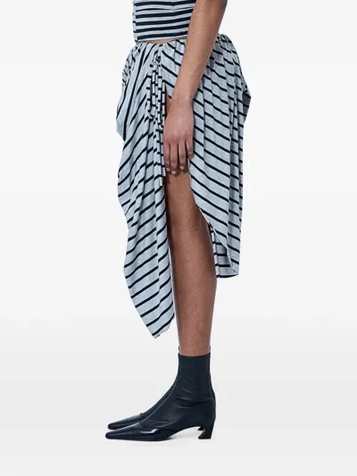 Vaquera Striped Asymmetrical Skirt In White