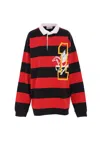 Vaquera Striped Long-sleeve Polo Shirt In Black