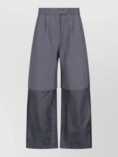 Vaquera Tailored Pants Contrast Panels Pleated Front In Gray