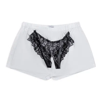 Vaquera Trompe L'oeil Boxer Shorts White In Black