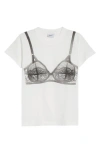 Vaquera Trompe L'oeil Bra Graphic T-shirt In White