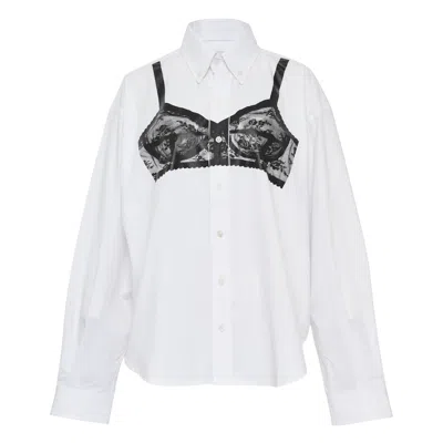 Vaquera Trompe L'oeil Button Down Shirt In White