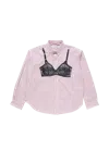 Vaquera Trompe L'oeil Button Down White Red In Pink