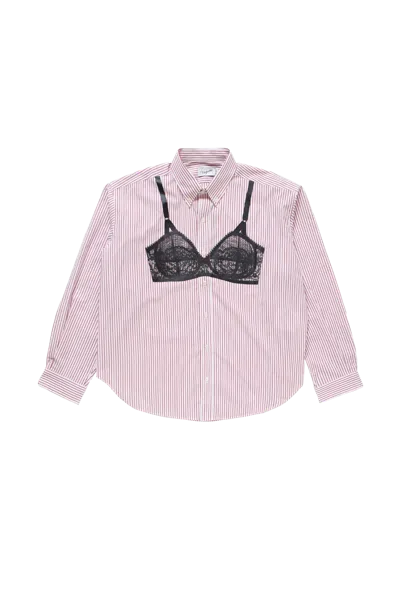 Vaquera Trompe L'oeil Button Down White Red In Pink