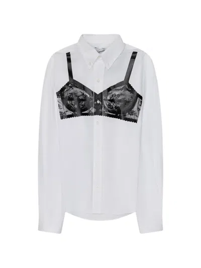 Vaquera White Trompe L'oeil Bra Button Down Shirt