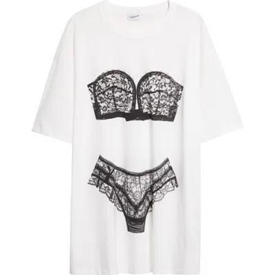 Vaquera Trompe L'oeil Lingerie Oversize T-shirt In White