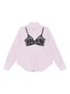 Vaquera Trompe L'oeil Bra Stripe Graphic Button-down Shirt In Pink