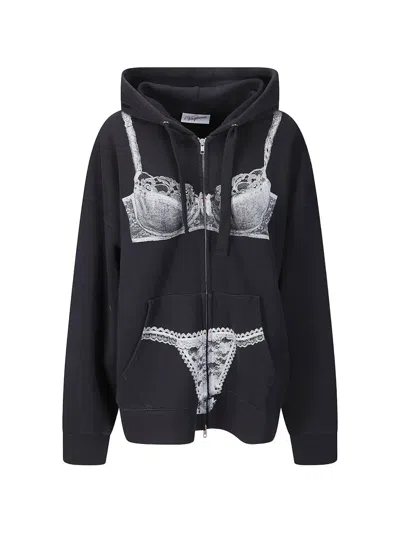 Vaquera Trompe L'oeil Zip-up Hoodie In Black