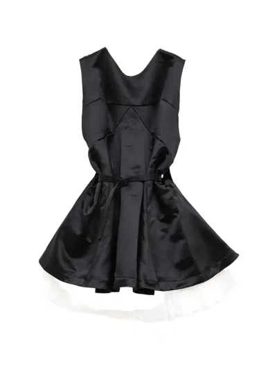 Vaquera Tulle-layered Belted Mini Dress In Black