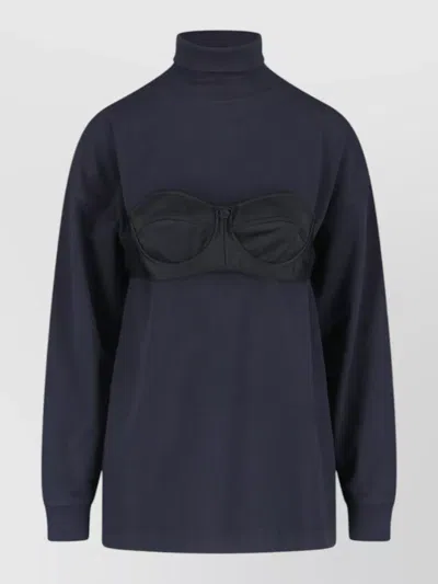 Vaquera Turtleneck Long Sleeve Top Contrast Bustier In Blue