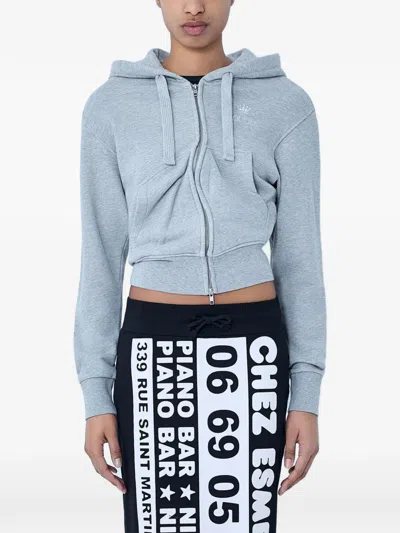 Vaquera Twisted Zip-up Cotton Hoodie In Gray
