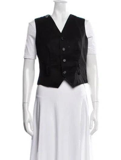 Pre-owned Vaquera V-neck Short Sleeve Top In Black