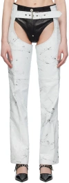 VAQUERA WHITE DISTRESSED LEATHER trousers