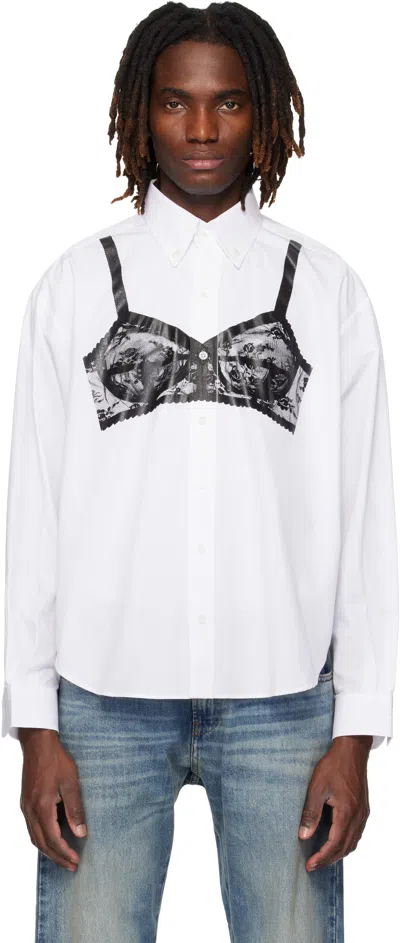 Vaquera White Trompe L'oeil Bra Button Down Shirt