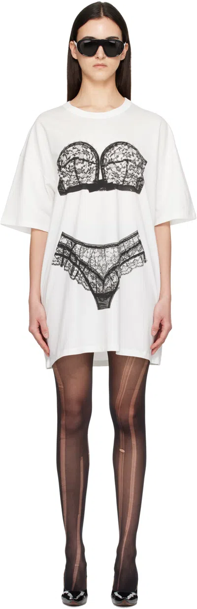 Vaquera White Trompe L'oeil Tall Tee Minidress