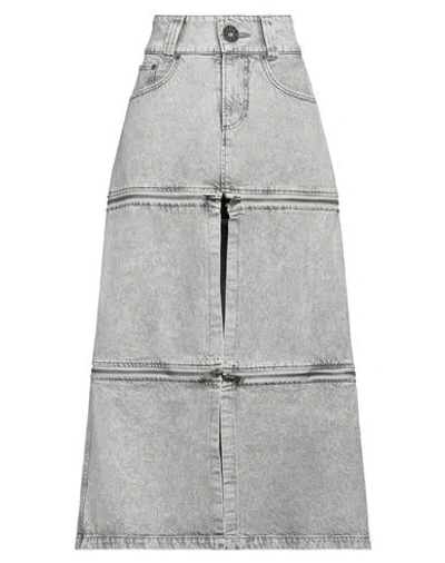 Vaquera Woman Denim Skirt Light Grey Size 29 Cotton In Gray
