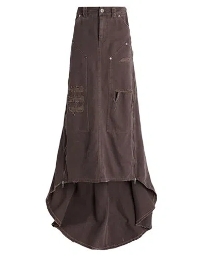 Vaquera Woman Maxi Skirt Dark Brown Size 28 Cotton