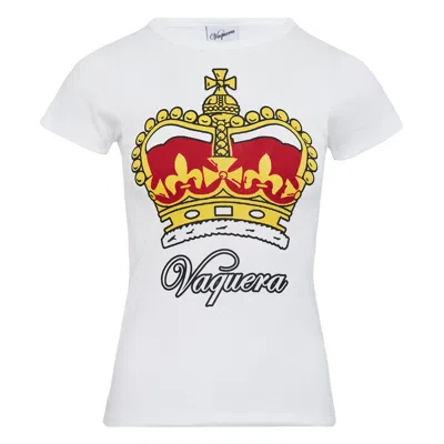 Vaquera Women Crown Baby Tee In White