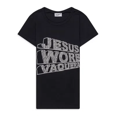 Vaquera Women Jesus Wore  Baby Tee Knit Black In Multi