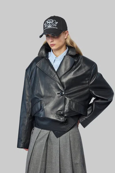 Vaquera Women Leather Overcoat In Blue