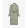 VAQUERA VAQUERA WOMEN'S OLIVE UNDERWEAR-EMBELLISHED CUT-OUT WOVEN TRENCH COAT
