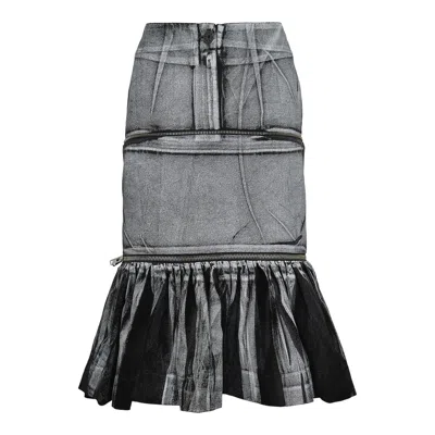 Vaquera Women Painted Workwear Skirt In Black