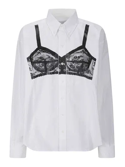 Vaquera Women Trompe Loeil Button Down Shirt Woven In White