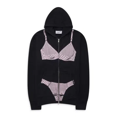Vaquera Women Trompe L'oeil Zip Hoodie Knit Black In Xs