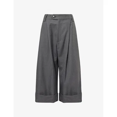 Vaquera Womens Dark Grey Relaxed-fit Wide-leg Woven Trousers In Gray