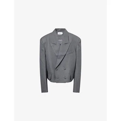 Vaquera Womens Dark Grey Slouchy Double-breasted Woven Blazer In Gray