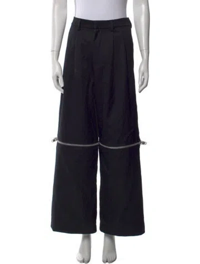 Pre-owned Vaquera Womens Zipper Trousers Wide Leg Pants In Black
