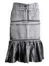 Vaquera Zip-detail Ruffled Skirt In Gray