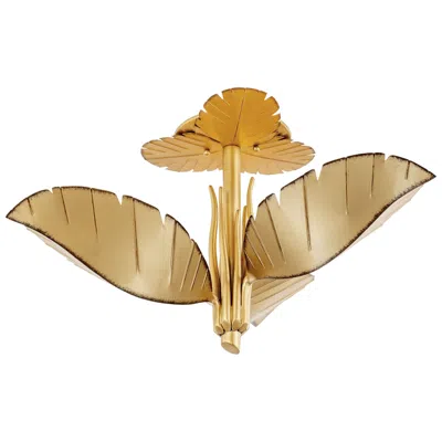 Varaluz Banana Leaf 24" Wide Gold 3-light Ceiling Light
