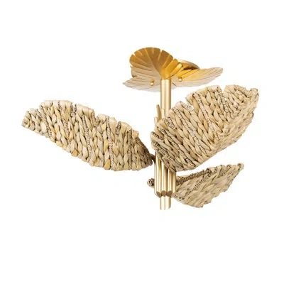 Varaluz Banana Leaf 3-light Flush Mount In Gold
