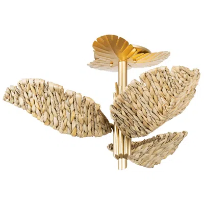 Varaluz Banana Leaf 3-lt Semi-flush - French Gold/natural Seagrass