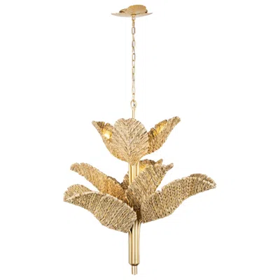 Varaluz Banana Leaf 9-lt Chandelier - French Gold/natural Seagrass