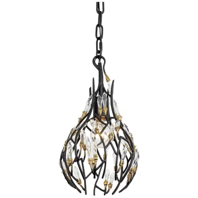 Varaluz Bask 1-lt Crystal Mini Pendant - Matte Black/french Gold